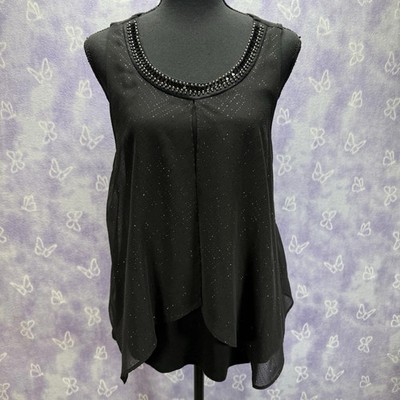 By & By Women's Beaded Scoop Neckline Shimmer Sleeveless Top NWT Size M