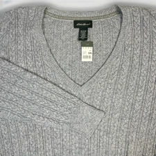 NWT VTG Eddie Bauer Womens Cashmere Angora Rabbit Blend Sweater Cable Knit XXL