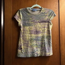 Simply Vera Vera Wang Women’s Short Sleeve Top Size M Abstract Watercolor Print