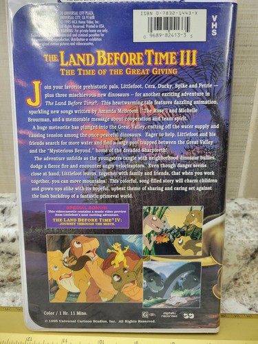 The Land Before Time III VHS 1995 Animation Universal Cartoon Studios - Picture 2 of 2