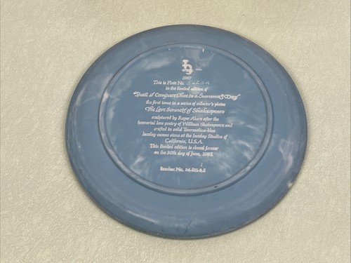 Love Sonnets Shakespeare Shall I Compare Thee to a Summers Day Collector Plate - Picture 6 of 9