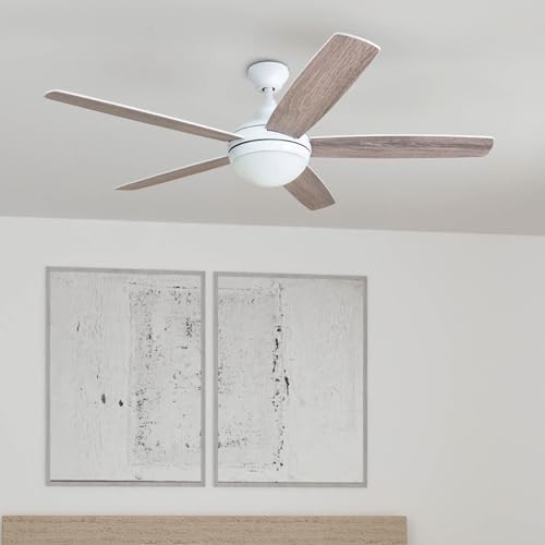 52 Inch Modern 5 Blade White Ceiling Fan with Remote and LED Light for Home - Picture 13 of 18