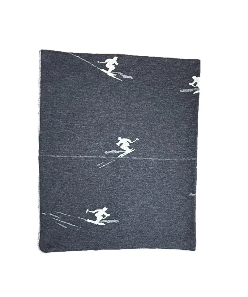 David Fussenegger Ski Holiday Throw Blanket Cozy Gray Reversible Austria - Image 2 of 4