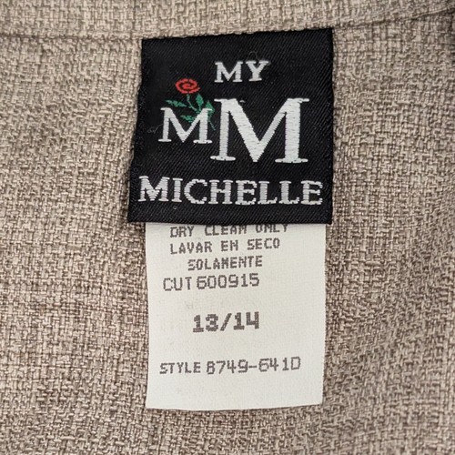 Conjunto Chaqueta Larga Vestido Vintage My Michelle Sin Mangas 13/14 Bronceado Carrera Atemporal - Imagen 7 de 9