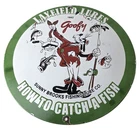 Vintage Layfield Sign - Fishing Lures Sign - Gas Service Pump Plate Sign