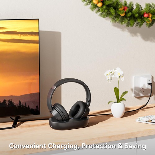 Wireless TV Headphones for Seniors with Charging Base, Perfect Audio Sync, Id... - Picture 6 of 7