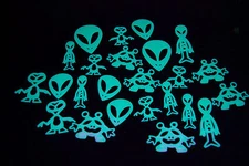 DirectGlow 24pc Glow in the Dark Luminous Space Aliens Wall Ceiling Kids Decor