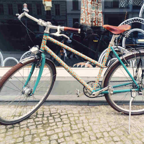 MOOXIBIKE Fahrrad Folie Türkis Grün Retro Blumen Muster Bike Sticker Aufkleber - Bild 4 von 5
