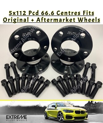 Alufelgen Spurverbreiterung 15mm Schwarz Schrauben für BMW 4er G22 G23 G26 G82 66,6