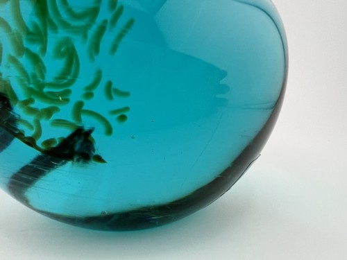 Vtg Cenedese Murano Art Glass Owl Blue Green Italian Italy With Label & Signed - Picture 10 of 14
