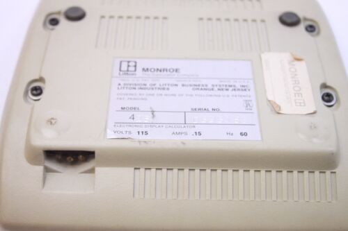 Vintage Litton Industries Monroe 425 Display Calculator Rare Tested W/Power Cord - Picture 4 of 4