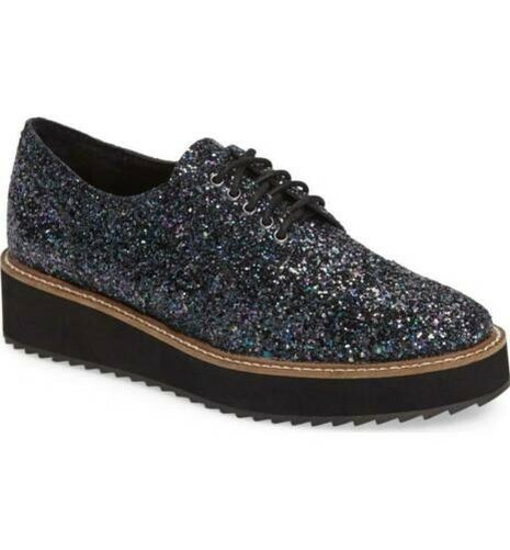 Shellys London Emma noir Paillettes Rétro Plateformes Bout D'Aile Cuir Shellys London Emma noir Paillettes Rétro Plateformes Bout D'Aile Cuir