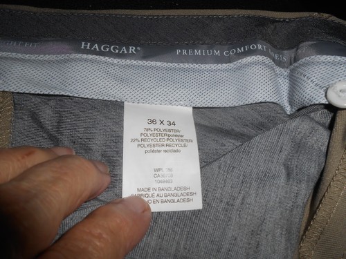 Haggar Premium Comfort Dress Pants Tan Polyester  Men's Size 36W x 34L  NEW - Bild 6 von 6