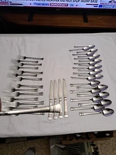 International Silver KENSINGTON Forks Knives Spoons Glossy Stainless Lot 40 pcs