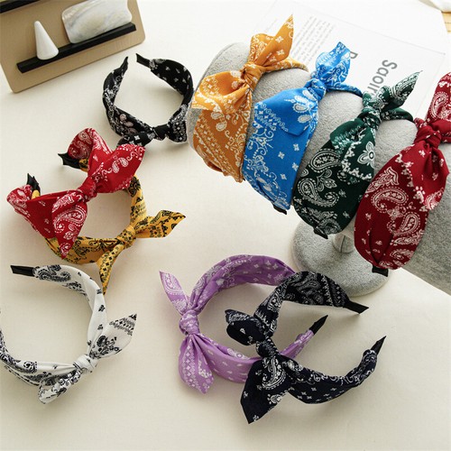 Nueva diadema de moño de cinta ancha diadema orejas de conejo alambre lazo flexible de colección - Imagen 3 de 48
