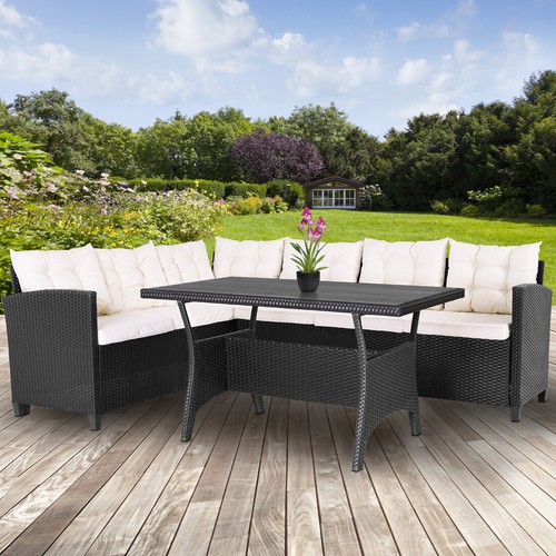 CASARIA® Polyrattan Lounge WPC Tisch Garten Balkon Sitzgruppe Gartenmöbel Set - Bild 2 von 10
