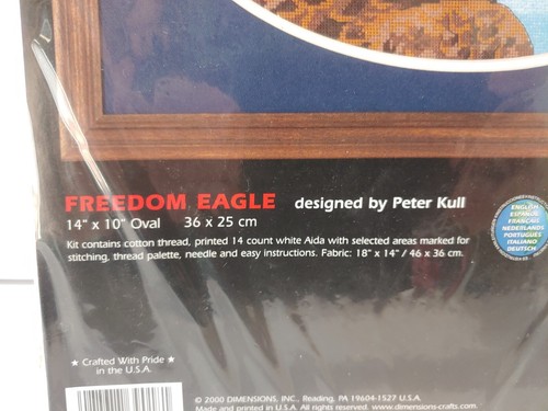 DIMENSIONS Cross Stitch Kit FREEDOM EAGLE America 14" x 10" Oval - Picture 2 of 5