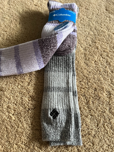 Columbia Women Knee High Violet Gray Socks Blue Super Soft Shoe Size 4-10 2 Pair - Picture 3 of 5