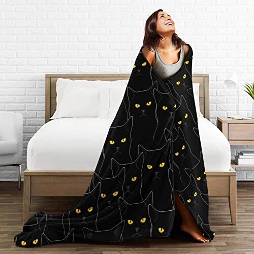 Black Cat Blanket Throw Flannel Fleece Ultra Soft Blanket for Couch 80"x60" 8 - Picture 6 of 8
