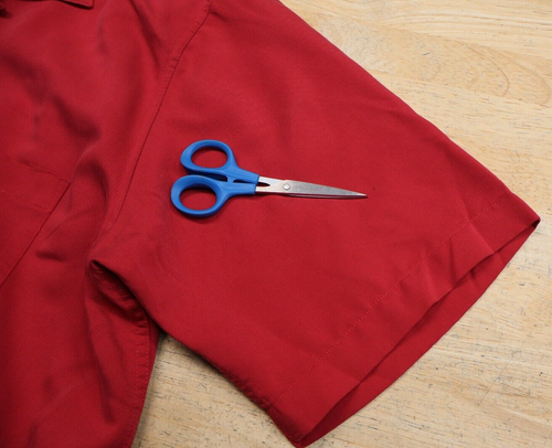 Mens Bugatchi Uomo Loop Collar Button Front Shirt Size L Red Vintage Modal Camp - Picture 8 of 10