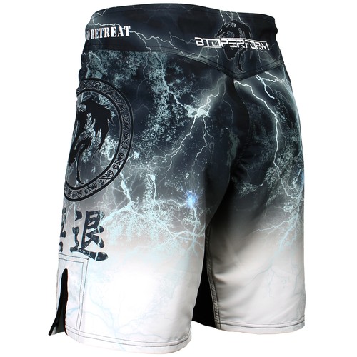 Fight Shorts MMA Trunk Sports Training Pants NO RETREAT -White FS-03W - Picture 15 of 17