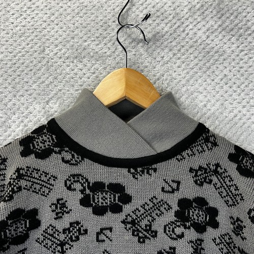 Maglione sci vintage Nils maglia donna lana media preppy floreale bicolore Fair Isle - Foto 7 di 18