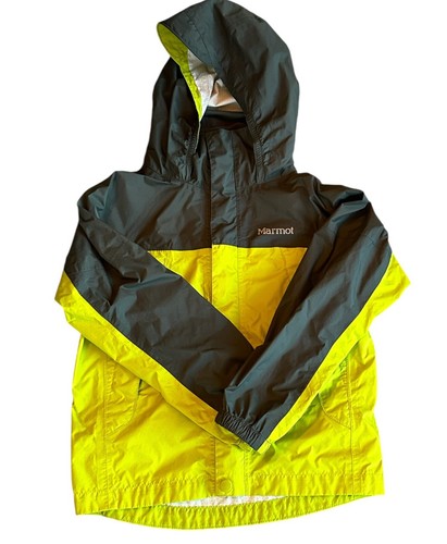 Marmot Rain Jacket Youth Size XS Green Lime Hooded Raincoat Windbreaker Kids - Picture 3 of 7