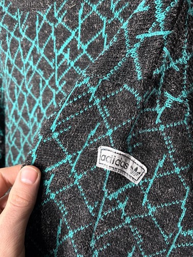 ¡Raro! Suéter Tejido Vintage Años 80-90 Adidas Equipo Patrón Negro Talla M - Imagen 6 de 11