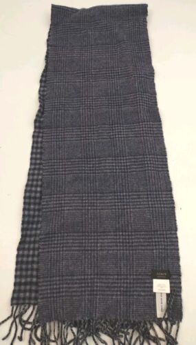 J.CREW 100% Cashmere Scarf Wrap Dark Gray Glen Checkered 66" X 10.5" Reversible - Picture 5 of 9