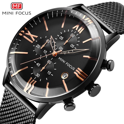 MINI FOCUS Herren Quarzuhr Mesh Stahl Countdown Armbanduhr Männlich Business Uhr - Bild 1 von 27
