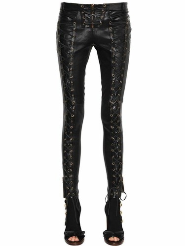 Lederhose Leggings Skinny Stretch High Waist Damen Hose Damen Schwarz 53