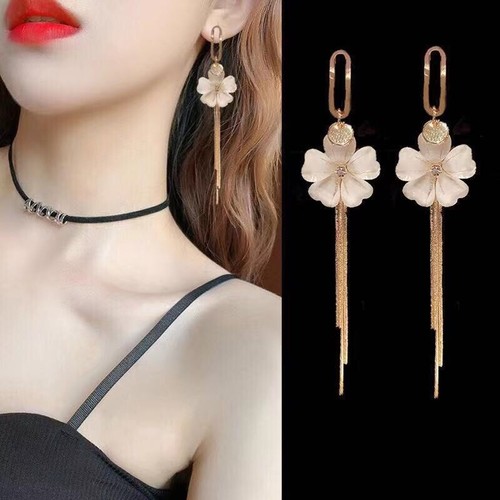 Flower Dangle Drop Earrings for Women,Long Tassel Earrings,Crystal Earrings,Gift - Picture 3 of 3