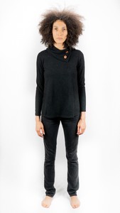 Womens-Black-Cowl-Neck-Long-Sleeve-Sweater-Size-Small