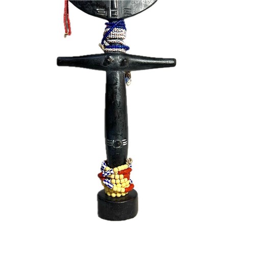 Afrikanische Akua'ba Fruchtbarkeitspuppe Ashanti Ghana Holz Stammesskulptur mit Perle - 639 - Bild 23 von 24