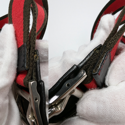 Сarolina Herrera Canvas/Leather/Cloth Womans Belt Red/Brown 90cm Minimalistic - Picture 8 of 9