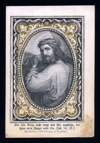 santino incisione 1800 benziger GESU' PORTA LA CROCE