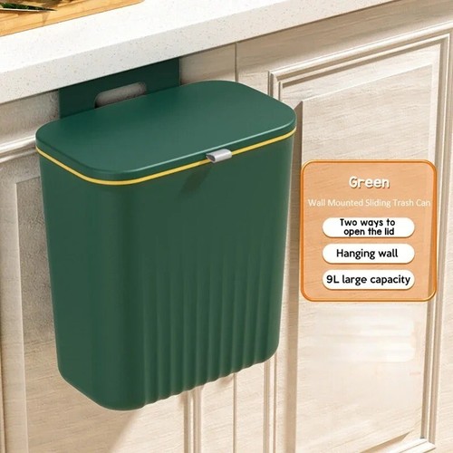 9L Wall Mounted Trash Can Kitchen Hanging Trash Bin Cabinet Door Trash - Bild 14 von 15