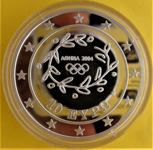 Greece 10 euro 2004 PROOF "2004 Summer Olympics in Athens-Swimming" Silver UNC - Picture 2 of 2