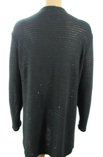 J Jill Drape Open Cardigan Sweater Womens Size L Black Sequins Long Sleeve Soft - Picture 9 of 9
