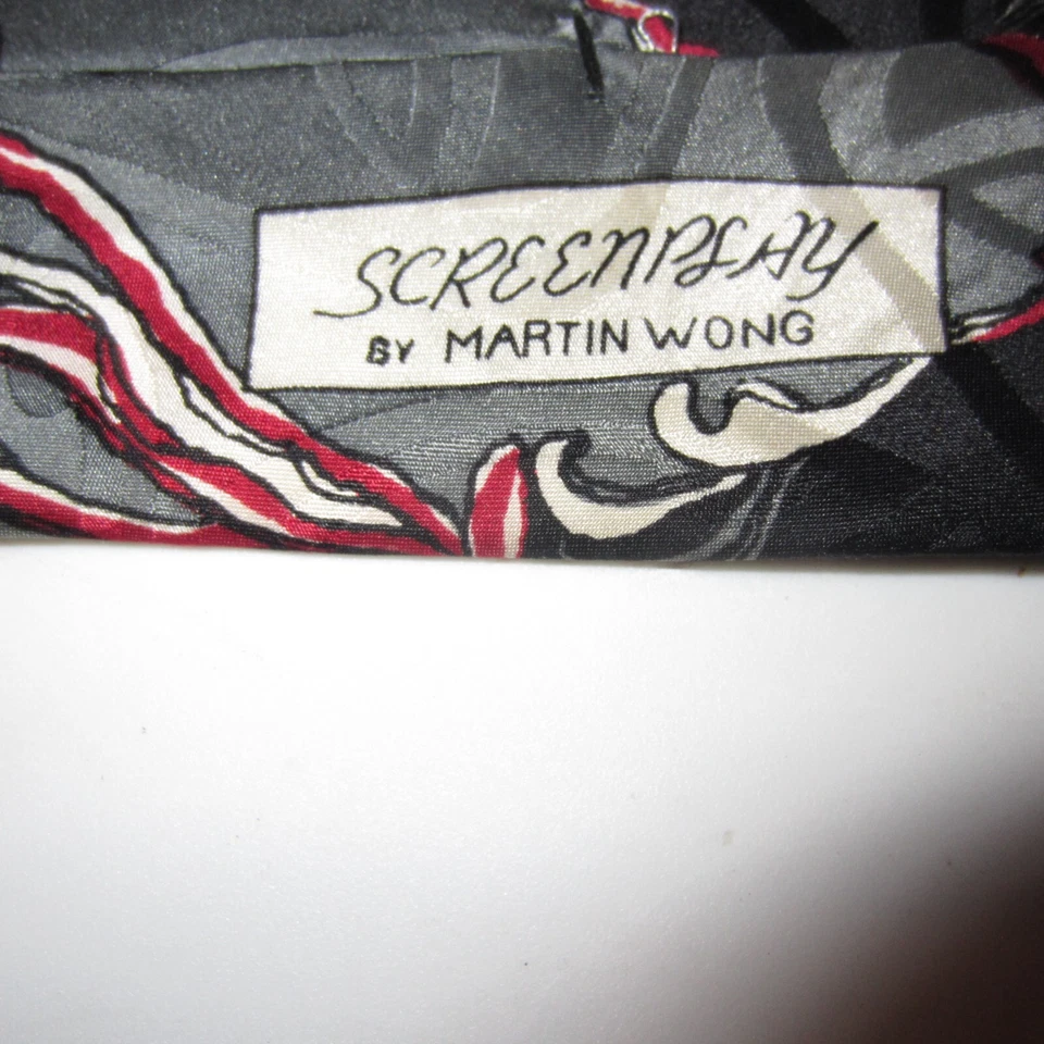 Martin Wong 58" Art Deco Seda Negro/Rojo/Gris Art Deco - GUIÓN Foto 2 de 2