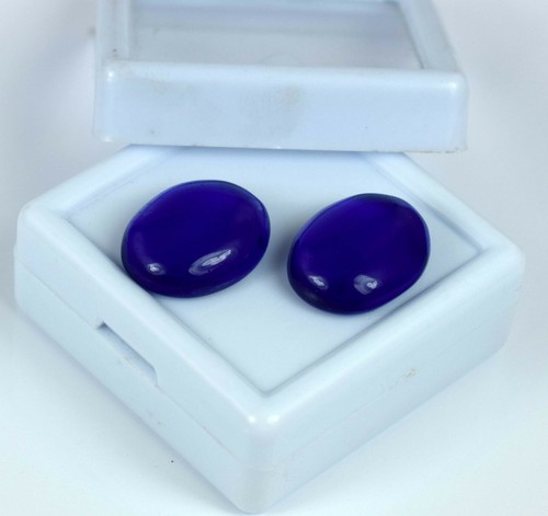 Coppia Pietre Preziose Spinello Blu Tanzania 100% Naturali 20-22 Ct Ovali Certificate Cabochon - Foto 3 di 7