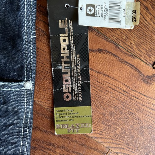 Vtg Y2K Southpole Baggy Jeans Mens Sz 42x34 Black Deadstock Wide Leg Brown Tab - Picture 10 of 16