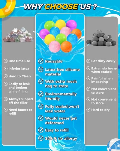 Durable Silicone Water Balloons - Perfect for Pool and Beach Fun, 18-Pack - Picture 6 of 13