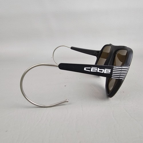 Vintage 80's CEBE 3000 Shield Sunglasses Black White Wrap Around Ear - Picture 2 of 10