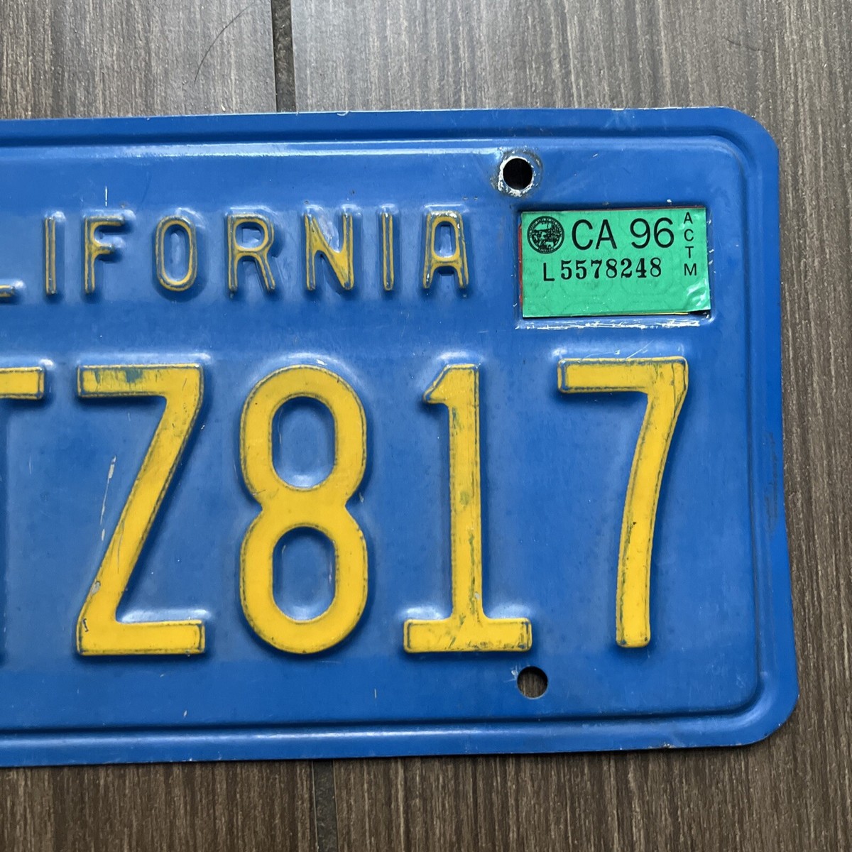 小物 STANDARD CALIFORNIA Vintage California License Plate Blue Yellow 1FTZ817 | eBay