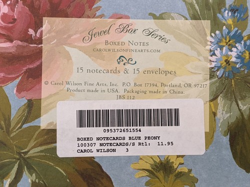 Carol Wilson Stationary Embossed Peony Flowers Note Cards & Envelopes: Set of 15 - Picture 4 of 10
