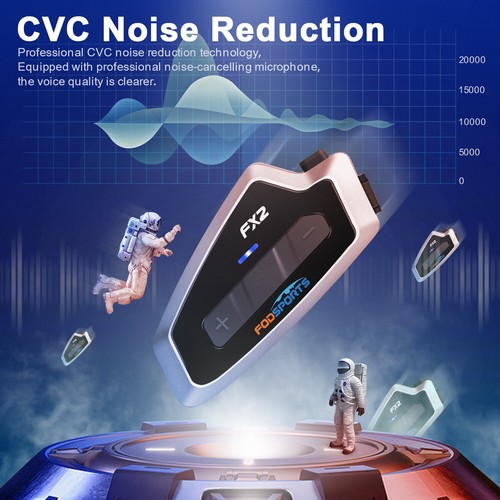 2X FX2 1000M Motorcycle Intercom 3 Rider Talk Helmet Bluetooth 5.0 Headset FM AU - Foto 7 di 12