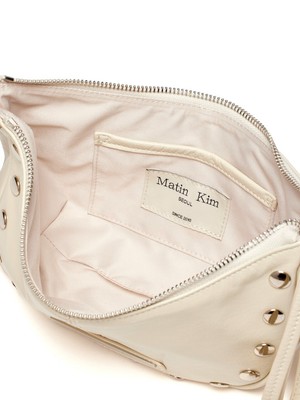 Matin Kim Stud Leather Shoulder Bag In Ivory MK2477BG028MIV