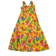 NWT FARM Rio Beaks & Bananas Maxi in Yellow Cotton Bow Back Tank Dress L $235