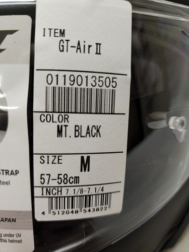 Shoei GT-Air II Matte Black Full Face Motorcycle Helmet Size 2X - Picture 11 of 12